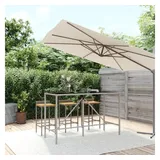 vidaXL Bartisch mit Glasplatte Grau 180x70x110 cm Poly Rattan