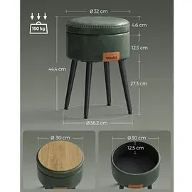 VASAGLE Hocker mit Stauraum LOM005C01 dunkelgrün Kunstleder