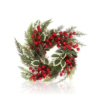 Türkranz Weihnachten - Adventskranz mit roten Beeren und Blätterkranz - 30cm