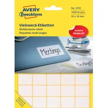 Avery Zweckform Universaletiketten 3318 Weiß 22,0 x 18,0 mm 30 Blatt 1.200 St.