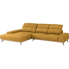 Musterring Wohnlandschaft MUSTERRING "MR 2490 Ecksofa mit erstklassigem Sitzkomfort, Long-Life-Leder", gelb (kurkuma, s), B:342cm T:207cm, Sofas, Wohnlandschaft, Fuß schwarz, Sitzhöhe 48cm, wahlweise mit Funktionen, Maße 342x207 cm