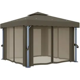 vidaXL Pavillon mit Vorhängen 3 x 3 m taupe