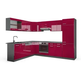 Vicco Winkelküche R-Line L-Form 287 cm Rot Hochglanz
