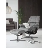 Stressless Stressless® »Reno«, (Set, Relaxsessel mit Hocker), mit Hocker, mit Cross Base, Größe S, M & L, Holzakzent Braun grau