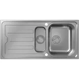 Hansgrohe S44 Einbauspüle 342/145, mit Abtropffläche und automatischer Ablaufgarnitur, Küchenspülen, Edelstahl,