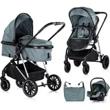Chipolino Kinderwagen Aura 3 in 1, Autositz, Babywanne, Wickeltasche, bis 22 kg tuerkis - Türkis