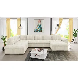 Mirjan24 Ecksofa Niko Bis Cord, Polsterecke mit Bettkasten und Schlaffunktion, Sofa, Polstergarnitur (Farbe: Poso 100, Seite: Rechts) - Beige