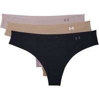 Under Armour Damen Ps Thong 3pack Unterw sche, Black Beige Graphite, L