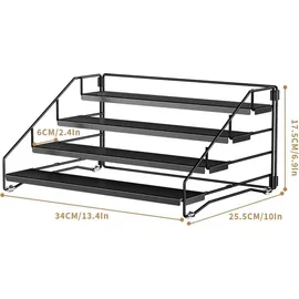 luxuskollektion Gewürzregal ohne Bohren für die Küche, Schwarz