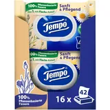 Tempo Feuchte Toilettentücher "Sanft & Pflegend" - Megapack - 16 Packungen mit je 42 Tüchern - mit natürlicher Kamille - feuchtes Toilettenpapier, dermatologisch getestet und pH-hautneutral