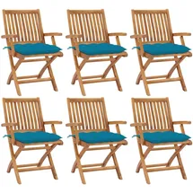 vidaXL Klappbare Gartenstühle mit Kissen 58 x 58 x 88 cm blau/türkis 6 St.