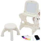 joyz Kinder Maltisch Mit Whiteboard & Hocker – 3-in-1 Staffelei Set Für Kinder Ab 3 Jahren – Stabiler Lern- Und Maltisch Im Tierdesign – Inkl. Stifte & Schwamm, Leicht Zu Reinigen