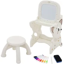 joyz Kinder Maltisch Mit Whiteboard & Hocker – 3-in-1 Staffelei Set Für Kinder Ab 3 Jahren – Stabiler Lern- Und Maltisch Im Tierdesign – Inkl. Stifte & Schwamm, Leicht Zu Reinigen