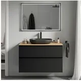 Bernstein Waschbeckenunterschrank 80 x 46 x 62 cm Schwarz Matt/Eiche Honig