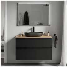 Bernstein Waschbeckenunterschrank 80 x 46 x 62 cm Schwarz Matt/Eiche Honig
