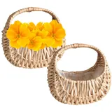 2 Stück Weiden Picknickkorb mit Griff für Party und Dekoration, kleiner Osterkorb, 16,5 x 17 x 11 cm