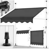 YEAUPE PRO Klemmmarkise Grau (300 * 175cm) | Balkonmarkise ohne Bohren | Klemmmarkise mit Handkurbel | Wasserdicht und sonnenbeständig