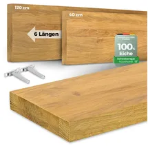 holz4home® Wandregal 40 x 0 x 0 cm Eiche Natur