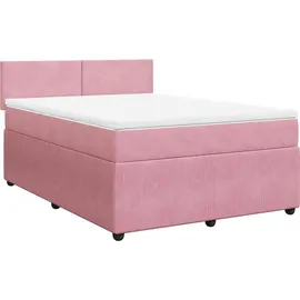 vidaXL Boxspringbett mit Matratze Rosa 140x200 cm Samt