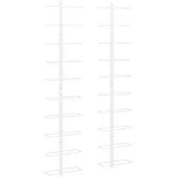 vidaXL Wand-Weinregale für 10 Flaschen 2 Stk. Weiß Metall