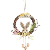 Pearl Weidenkranz zum Aufhängen, mit Schriftzug "Frohe Ostern" und Osterdeko