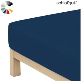 schlafgut Spannbettlaken Jersey 140 x 200 - 160 x 200 cm blau