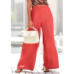 LASCANA Webhose, aus leichter Satinqualität, weite Palazzohose mit Taschen, Stoffhose LASCANA terracotta 40