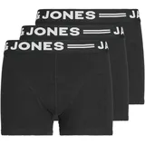 Jack & Jones Junior "SENSE TRUNKS 3-PACK NOOS", Jungen, Gr. 176, 3 Stk., schwarz (schwarz detail:schwarz wasitband with weiß logo), Jersey, Obermaterial: 95% Baumwolle, 5% Elasthan, unifarben, eng, Unterhosen