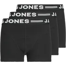 Jack & Jones Junior "SENSE TRUNKS 3-PACK NOOS", Jungen, Gr. 176, 3 Stk., schwarz (schwarz detail:schwarz wasitband with weiß logo), Jersey, Obermaterial: 95% Baumwolle, 5% Elasthan, unifarben, eng, Unterhosen