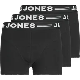 Jack & Jones Junior "SENSE TRUNKS 3-PACK NOOS", Jungen, Gr. 176, 3 Stk., schwarz (schwarz detail:schwarz wasitband with weiß logo), Jersey, Obermaterial: 95% Baumwolle, 5% Elasthan, unifarben, eng, Unterhosen