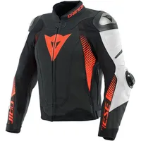 Dainese Super Speed 4, Lederjacke perforiert - Matt-Schwarz/Weiß/Neon-Rot -