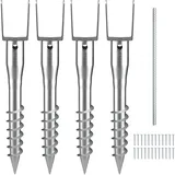 Vevor U-Pfostenträger 4er-Pack 100 x 70 x 700 mm DIY-Pfostenpfosten zum Einschrauben inkl. 6 Zugankern und einer Bewehrungsstange U-förmiger Pfostenhalter ideal für Briefkastenpfosten und Zaunpfosten