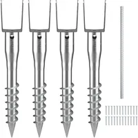 Vevor U-Pfostenträger 4er-Pack 100 x 70 x 700 mm DIY-Pfostenpfosten zum Einschrauben inkl. 6 Zugankern und einer Bewehrungsstange U-förmiger Pfostenhalter ideal für Briefkastenpfosten und Zaunpfosten