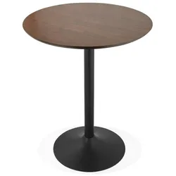 Kadima Design Stehtisch Walnuss-Finish, Rund Ø 90 cm, Höhe 110 cm, Holz & Metall, Bodenschutz