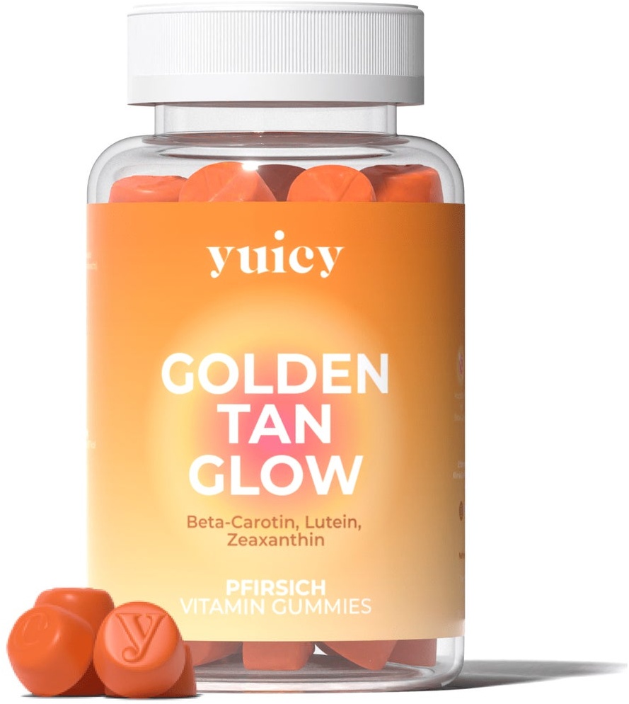 yuicy® Tan Glow - Hochdosierter Carotene Fruchtgummies - Für einen tiefen langanhaltenden Teint (vegan, zuckerreduziert) - Pink