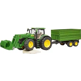 Bruder John Deere 7R 350 mit Frontlader und Tandemachstransportanhänger