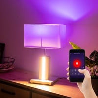 ETC Shop Smart RGB LED Tisch Leuchte Küchen Holz Beistell Leuchte Stripe Sprach App steuerbar über Handy