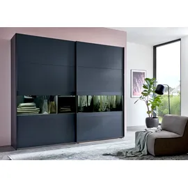 WIMEX Schwebetürenschrank WIMEX "Easy Plus, Kleiderschrank Made in Germany", schwarz (graphit, rauchglas holmtüren graphit), B:270cm H:208cm T:65cm, Spanplatte, Schränke, Schwebetürenschrank, mit Glaseinsatz/ Rauchglas, viele Breiten zur Auswahl, schwarze