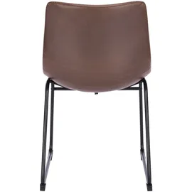 Svita HARRY 2er Set Esszimmerstühle Metallbeine Kufengestell Kunstleder Braun