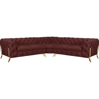 Leonique Chesterfield-Sofa »Amaury L-Form«, Chesterfield-Optik, Breite/Tiefe je 262 cm, Fußfarbe wählbar rosa
