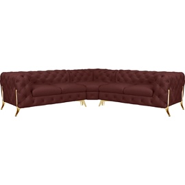Leonique Chesterfield-Sofa »Amaury L-Form«, Chesterfield-Optik, Breite/Tiefe je 262 cm, Fußfarbe wählbar rosa