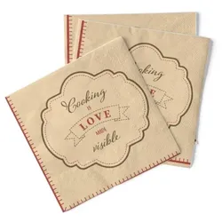 Sovie HOME Serviette Cooking is Love aus Tissue 33 x 33 cm, 20 Stück Kochen Küche Liebe