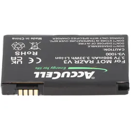 AccuCell Akku passend für Motorola V3 Razr, PEBL SNN5696, BA700, 900mAh