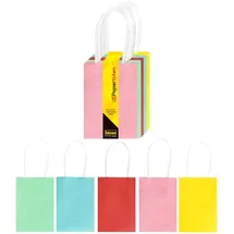IDENA 30236 - Papiertüten, 10 Stück, 5 Farben sortiert, Basteltüten, zum Verzieren und Verschenken, Geschenktaschen