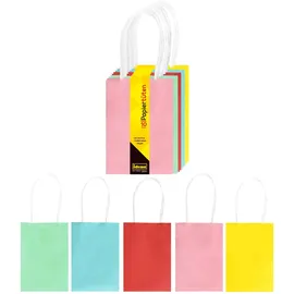 IDENA 30236 - Papiertüten, 10 Stück, 5 Farben sortiert, Basteltüten, zum Verzieren und Verschenken, Geschenktaschen