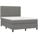 vidaXL Boxspringbett mit Matratze & LED Dunkelgrau 140x200 cm Stoff