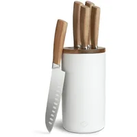 Springlane Keramik Messerblock 6-tlg. Akazienholzeinsatz, Messer aus deutschem Klingenstahl