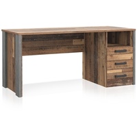 Moebel-Eins Schreibtisch, CASSIA Schreibtisch, Material Dekorspanplatte, Breite 160 cm Old Wood Vintage/betonfarbig braun