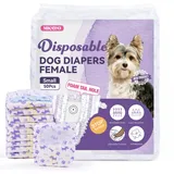 MICOOYO Einweg Hundewindeln für Hündinnen, Hundewindeln mit Einstellbare Schwanzöffnung, Windeln für Hündinnen Katzen Weiblich mit Nässeindikator(S, 50 Stück)