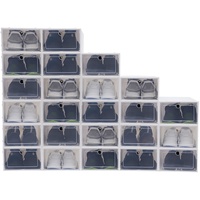 HaroldDol Schuhboxen, 24 Stück Transparent Stapelbar Schuhkarton mit Deckel, Schuhaufbewahrung für 31cm (Weiß)